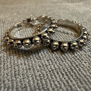 Anju 925 Sterling Silver Beaded Hoop Earrings Boho Tribal Statement